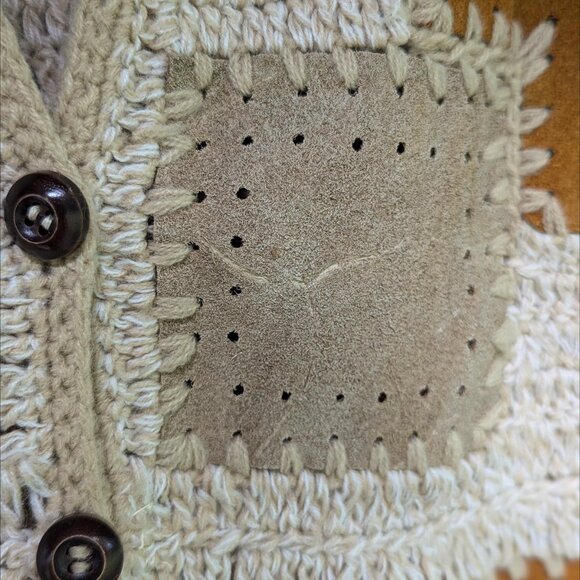 Vintage Grandmacore Crochet and Suede Patchwork Vest - Picture 8 of 8